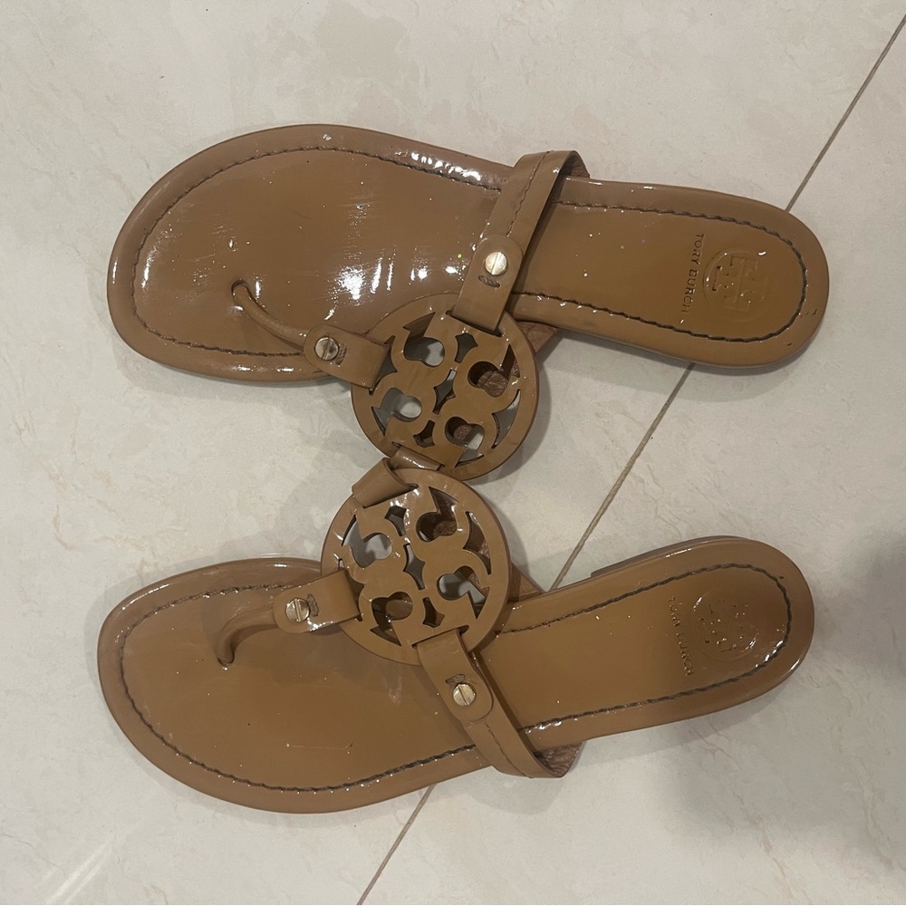 Tory Burch Tan Miller Patent Sandal